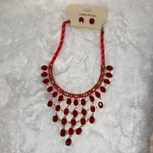 Red sophia & kate necklace set